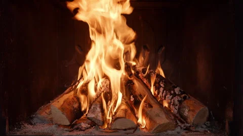 4K - Fast burning fire in the fireplace. Timelapse Stock Footage 258677183