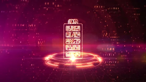 4K Fast Charging Clean Green Electric Battery Storage Technology Background Stock-Footage 203847729