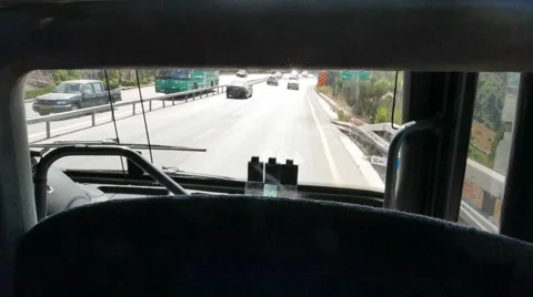 4K Fast Moving Bus View of Highway Stock Footage 51499364