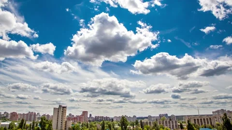 4k, fast-moving clouds over the city, Kiev, timelapse 2 Video stock 64365788
