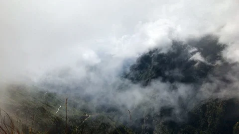 4K fast paced time lapse of clouds moving vigorously across Himalayan mountains Stock-Footage 129409274