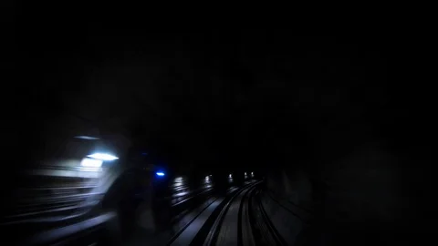4K, Fast underground train riding in a tunnel of modern city of Kuala Lumpur-Dan Stock Footage 119848266