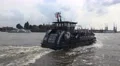 4k Ferry starts boat trip round the Hamburg harbour 4k or 4k+ Resolution