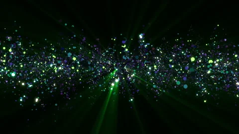 4k Festive green motion background. Bokeh lights. Floating glitters with rays. Vídeos de archivo 116421574