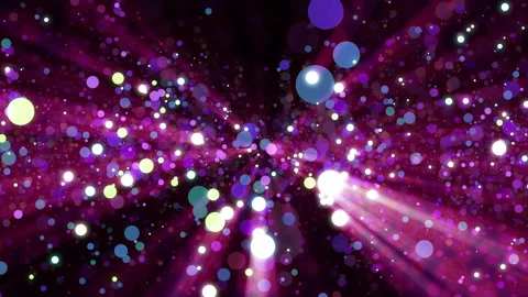 4k Festive multicolored motion background. Bokeh lights with rays. Video stock 116421626