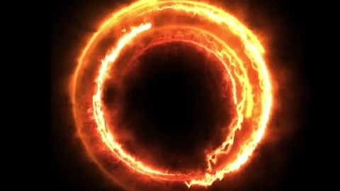 4K Fiery Orange Single Circle Ring Motion Background Loop Stock Footage 344307072