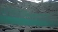 4K filming at the edge of water, clear water, pebbles, waves hitting camera 4k or 4k+ Resolution