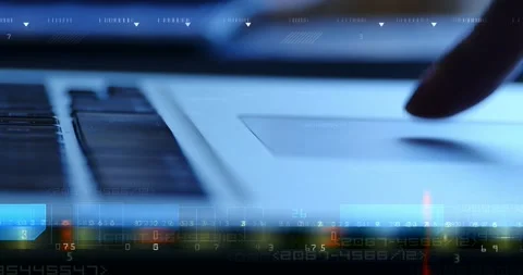 4K financial stock chart,Business tech Data trend hud Graph,operating laptop. Stock Footage 165487553