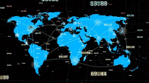 4k financial tech big data globe,network conveying connectivity,world map. Stock Footage 97177377
