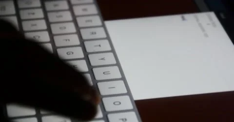 4k Finger operating touch typing email on touchscreen pad,Virtual Keyboard. Stock Footage 40492002