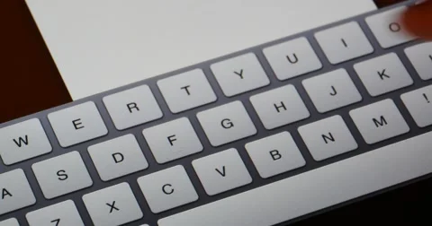 4k Finger operating touch typing email on touchscreen pad,Virtual Keyboard. Stock Footage 40656190