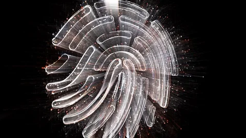 4k fingerprint scan security data encryption logo,Matrix binary computer code. Stock Footage 114163462