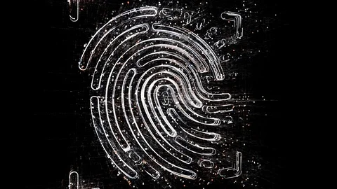 4k fingerprint scan security data encryption logo,Matrix binary computer code. Stock Footage 114169113