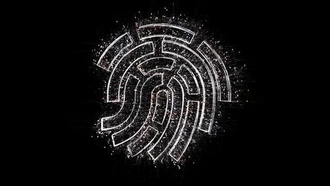 4k fingerprint scan security data encryption logo,Matrix binary computer code. Stock Footage 114169324