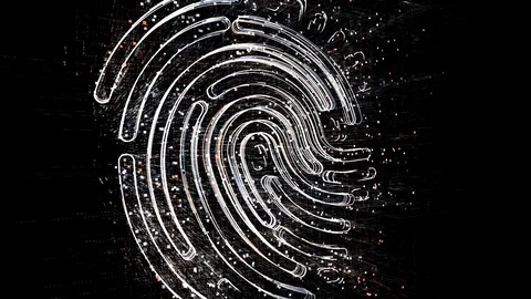 4k fingerprint scan security data encryption logo,Matrix binary computer code. Stock Footage 114169518