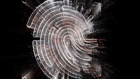 4k fingerprint scan security data encryption logo,Matrix binary computer code. Stock Footage 114169760