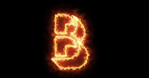 4K fire B alphabet on black background. Stock Footage 282238089