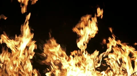 4K Fire burning loop. Alpha matte from black background. UHD stock video Stock Footage 47288032