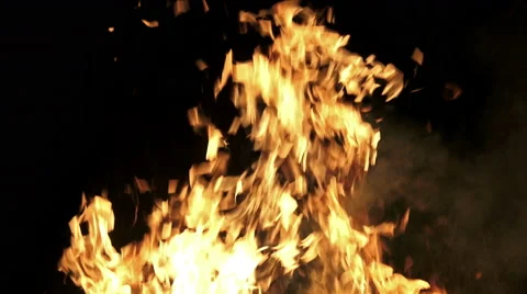4K Fire burning loop. Alpha matte from black background. UHD stock video Stock Footage 47294767