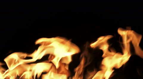 4K fire flame at night LOOP. Alpha matte from black background. UHD stock vid Stock-Footage 47293914