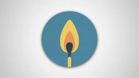 4K - Fire match icon logo symbol round Stock Footage 61356045
