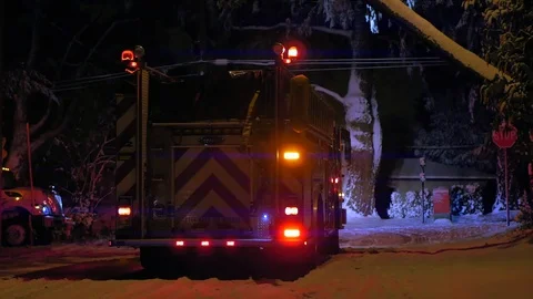 4K Fire Truck Emergency Engine, Rescue Vehicle Firetruck 911 Rescue Help Stock Footage 76937638