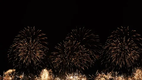 4K - Firework. Golden Rain Stock Footage 127789197