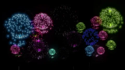 4K - fireworks. Holiday celebration, big fireworks at holiday night. Version 15 Stock Footage