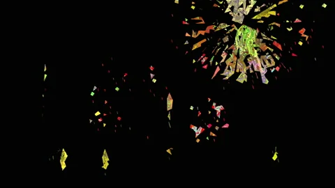 4k fireworks show on black background. abstract design cartoon style. Stock Footage 142335895