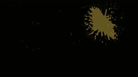 4k fireworks show on black background. abstract design cartoon style. Stock Footage 142336034