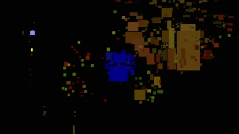 4k fireworks show on black background. abstract design cartoon style. Stock Footage 142336074