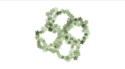 4k five-pointed star gear flower,zipper chain geometry starfish technology. Stock Footage 58514285