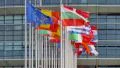 4K Flags in front of The European Parliament in Strasbourg 4k or 4k+ Resolution