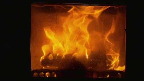 4k flames in stove Stock Footage 70090560
