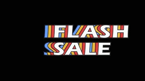 4K. FLASH SALE text motion graphics on black screen that can be removed. Stock Footage 239748009