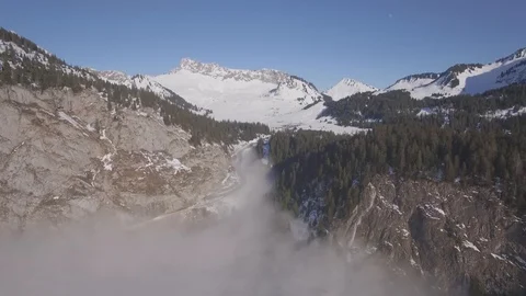 4K flat aerial view of praz de lys ski station in the French Alps in France Stock Footage 86993735