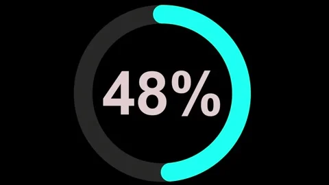 4K Flat Cyan Circular Percentage Progress Bar Loading Animation Stock Footage 340465165