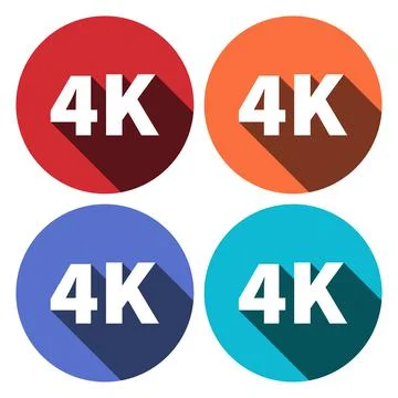 4K flat icon with long shadow, vector illustration Stock Illustration
