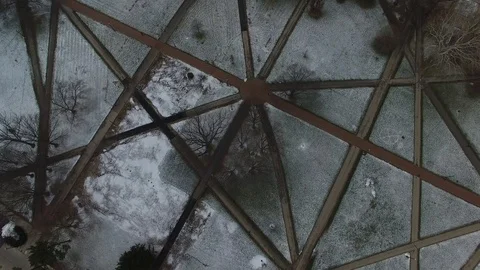 4K FLAT, PANNING DRONE SHOT OF SNOWY NORTH OVAL Video stock 101813666