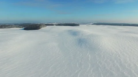 4K. Flight above snow fields in winter, aerial panoramic view (Snow desert) Video stock 59487751