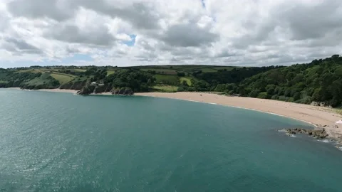 4K Flight Along Blackpool Sands Beach Stock Footage 202039526