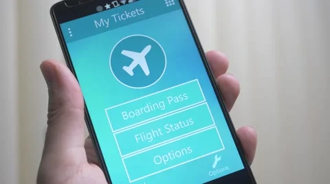4K Flight Boarding Pass Ticket on Smartphone 库存影片 64449610