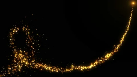 4K Flight of gold bokeh particles. Magical shimmering light. Merry Christmas Video stock 115743417