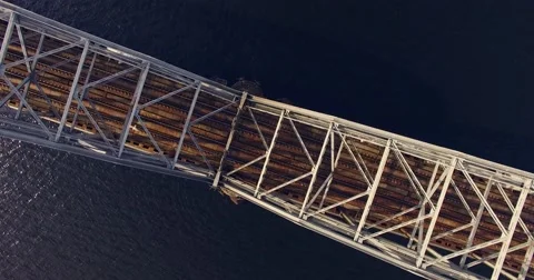 4K - Flight over the railway bridge Video stock 55488100