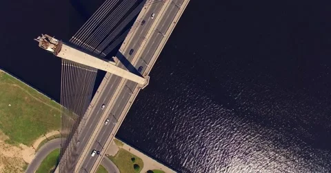 4K - Flight over the road bridge Stock Footage 55487983