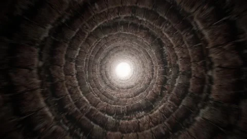 4K flight through a brick tunnel. Round red brick corridor with light at the end Stock Footage 255595342