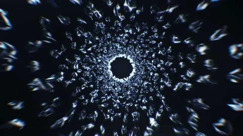 4K Flight through broken glass pieces tunnel. Stock Footage 124322440