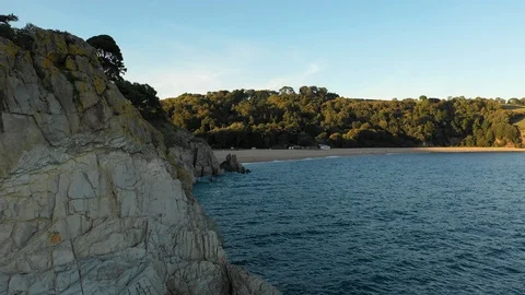 4K Flight Towards Blackpool Sands Beach Stock Footage 112156939