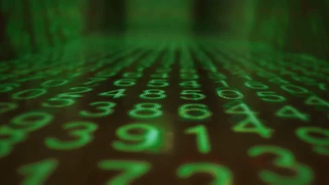 4K Flow of Numbers Hacker Green Vídeo Stock 95667749