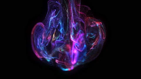 4k. Fluid abstract. Slow motion.  Liquid glowing neon particles. Stock Footage 119346724